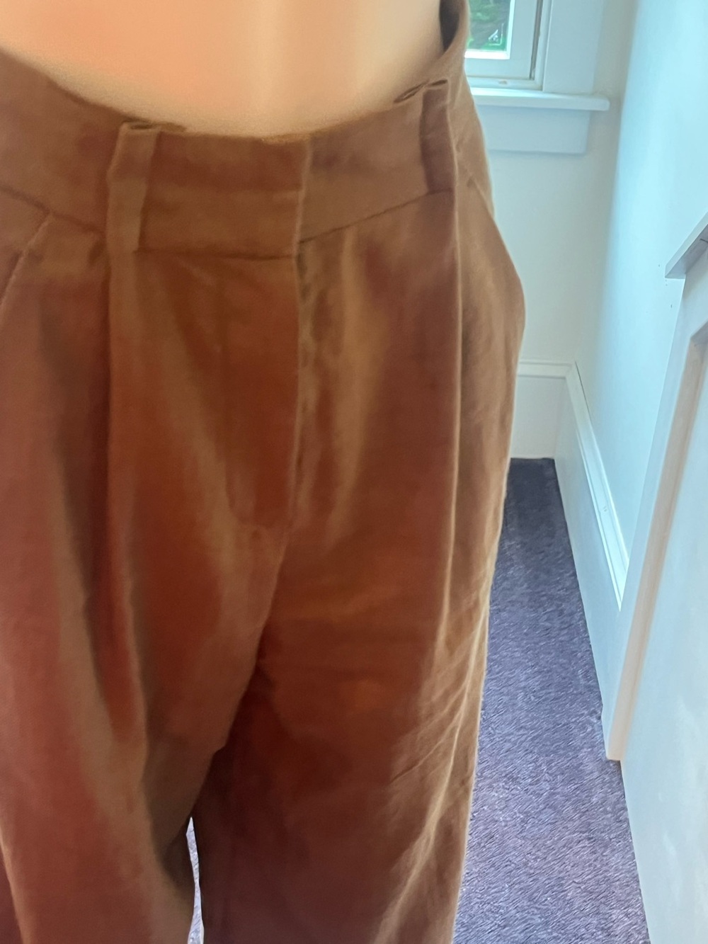 Brunello Cucinelli chestnut linen hi waisted linen wide leg pant - Picture 2 of 12